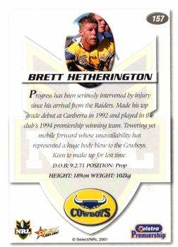 2001 Select Impact #157 Brett Hetherington Back
